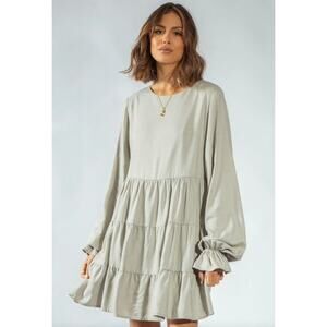Girl And The Sun X Kayla Gane Hydra Dress Womens 6 Linen Blend Whisper Green
